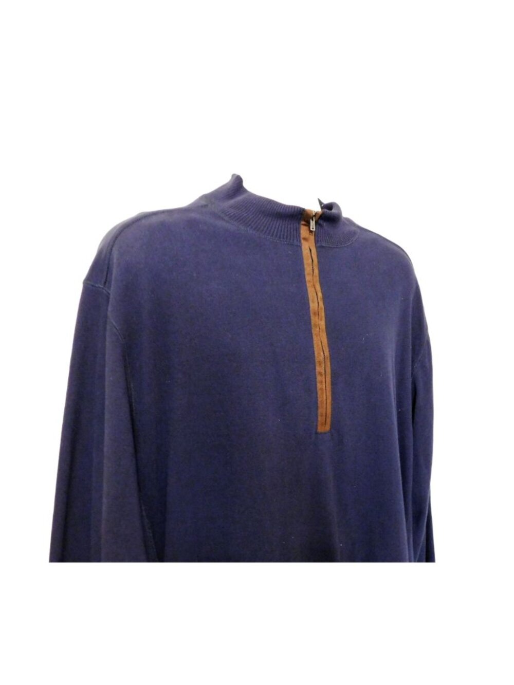 Roundtree & Yorke Pullover XL Navy Blue Half-Zip Collar Cotton Sweater - Picture 4 of 6
